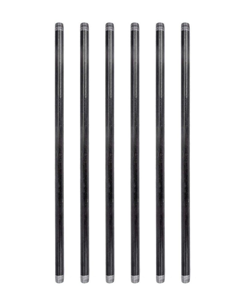 PIPE DECOR PIPE DÃ‰COR 1/2â€ x 24â€ Malleable Cast Iron Pipe, Pre Cut Connectors, Industrial Steel Grey Fits Standard Half Inch Black Threaded Pipes Nipples and Fittings, Build Vintage DIY Furniture, 6 Pack - Image 1